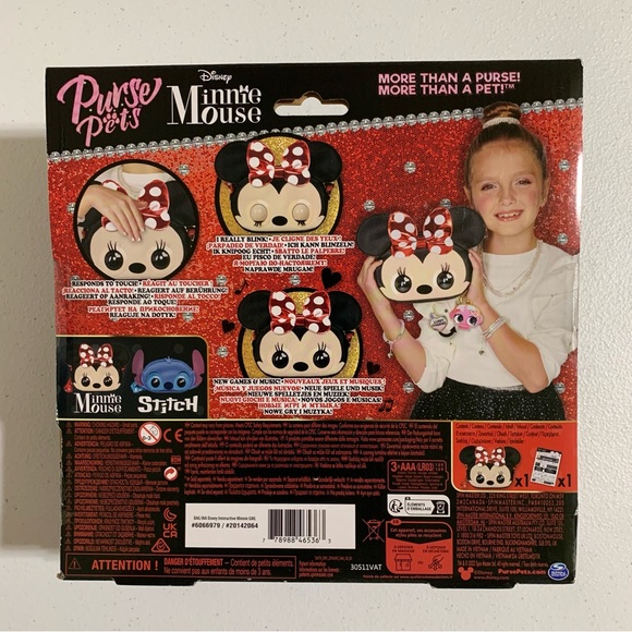 Purse Pets Disney Minnie Mouse 30+ Sounds Pet Toy & Crossbody Bag-NWT - Picture 10 of 11